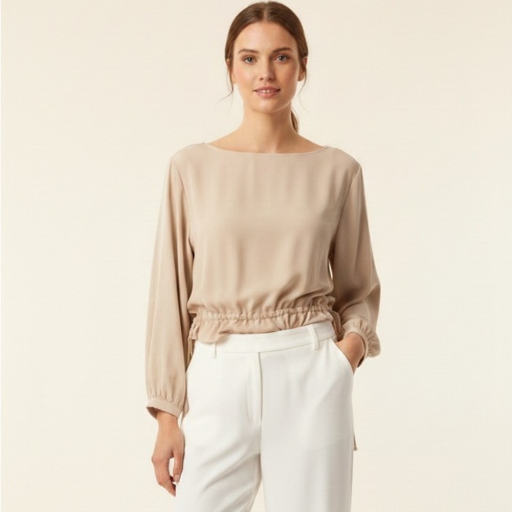 Dynamite Light Beige Long Sleeve Blouse Size Medium